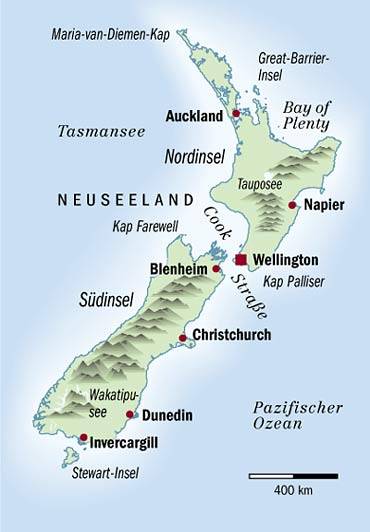 Neuseeland Landkarte